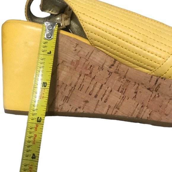 Massimo Santini Womens 6 Yellow Wedge Buckle Cork Slingback Sandals Italy … - Picture 14 of 15